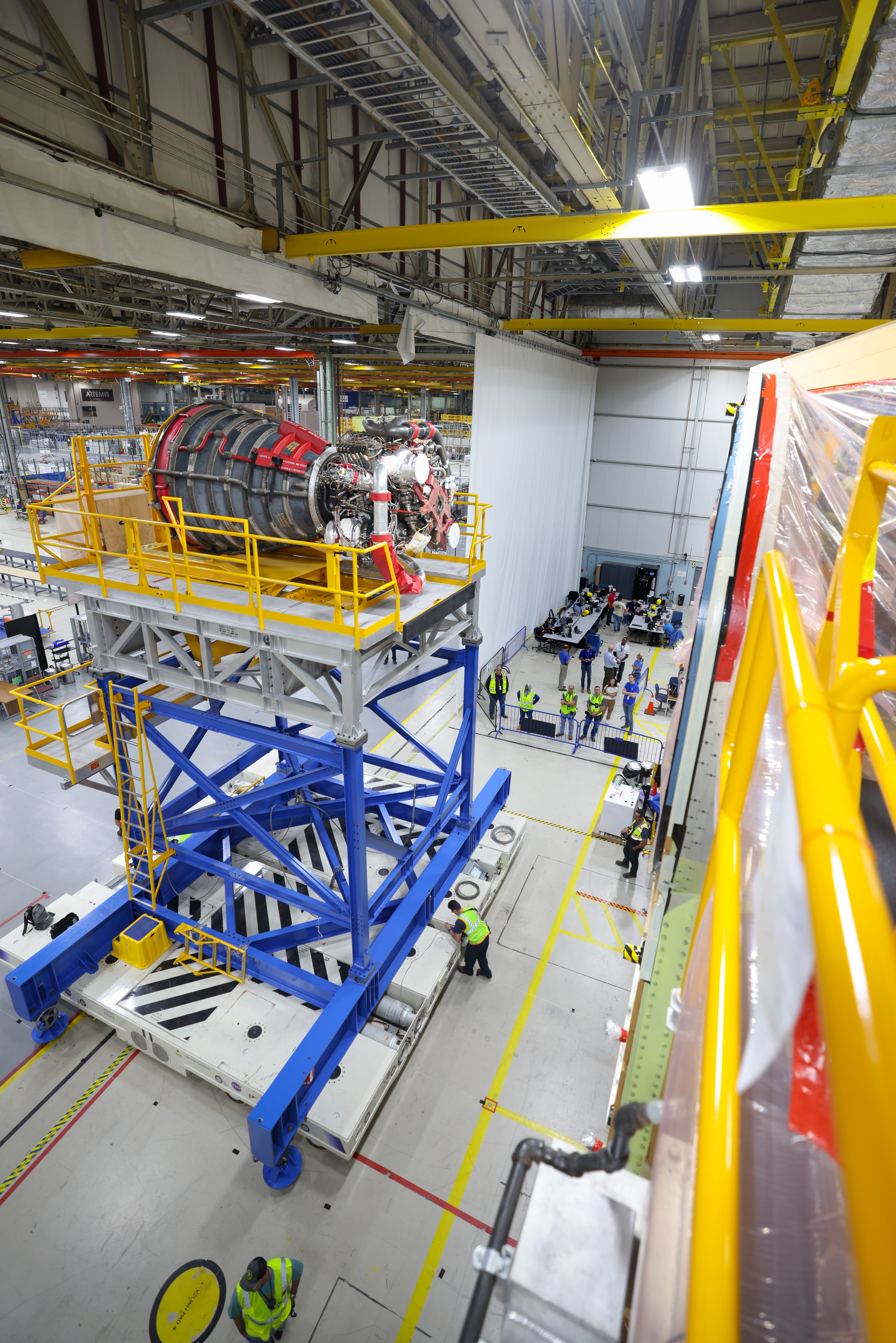 Engine Installation Underway for Artemis II Moon Rocket at NASA Michoud
